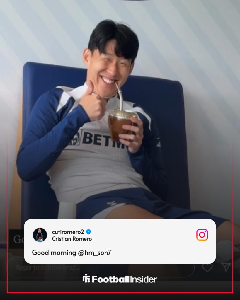 Son Heung-min smiling in the Tottenham treatment room.
