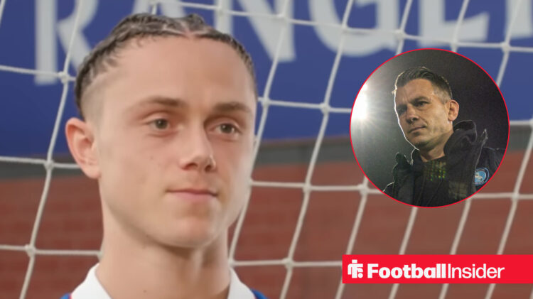 Rangers star Thelo Aasgaard and Luton boss Matt Bloomfied