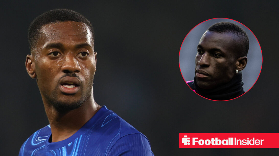 Chelsea defender Tosin alongside a head shot of striker Nicolas Jackson.