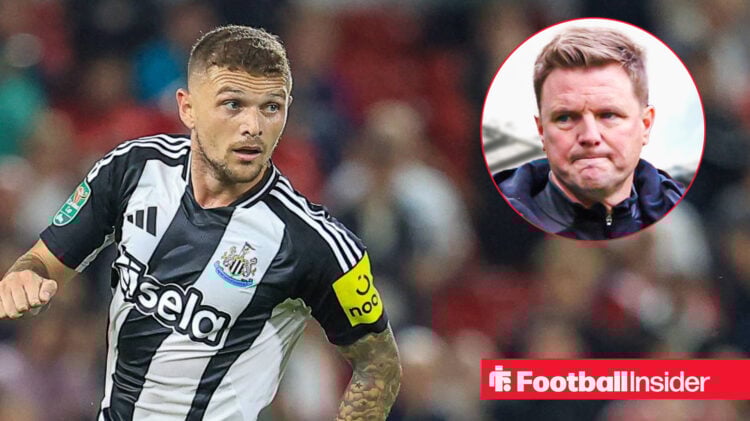 Newcastle defender Kieran Trippier looks at Eddie Howe