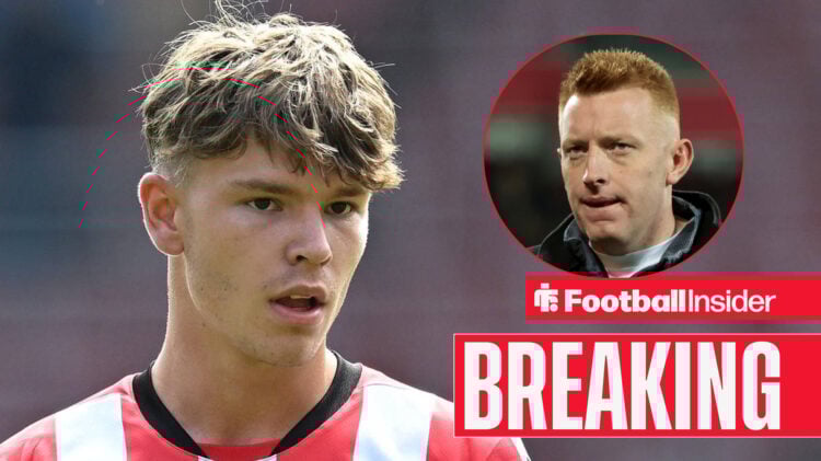 Southampton's Tyler Dibling in action and manager Will still looking concerned