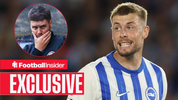 Adam Webster in action as Brighton boss Fabian Hurzeler grimaces