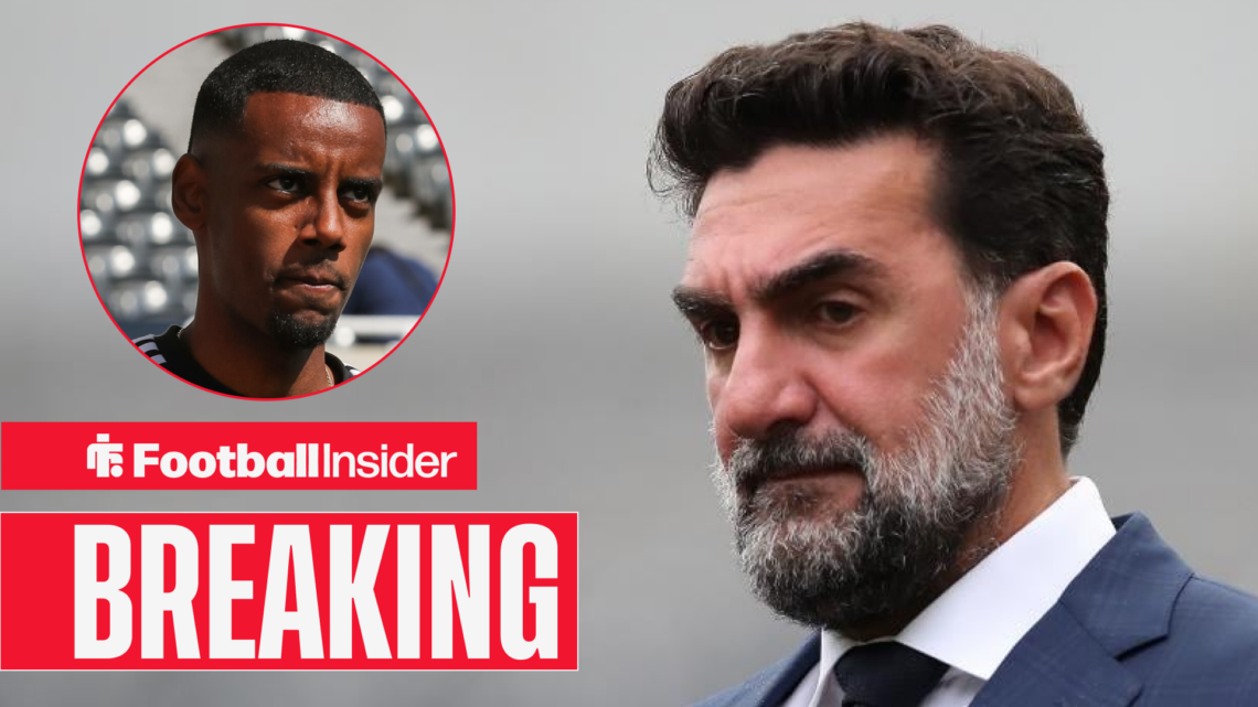 Newcastle chairman Yasir Al rumayyan, and player Alexander Isak both looking stern