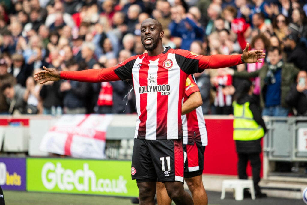 Yoane Wissa celebrating a goal for Brentford