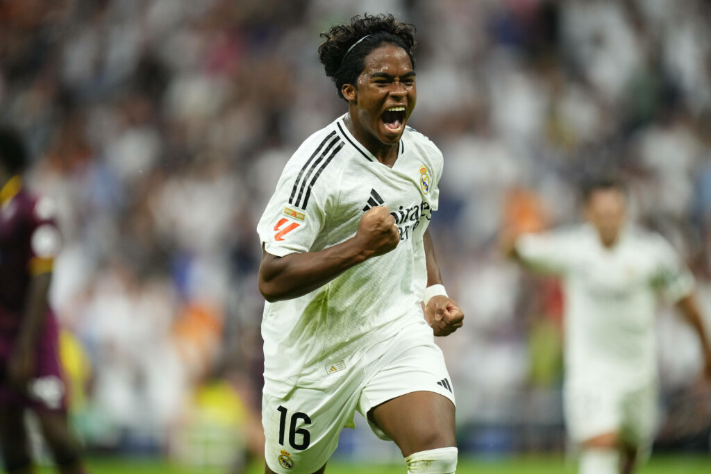 Real Madrid forward Endrick celebrates a goal