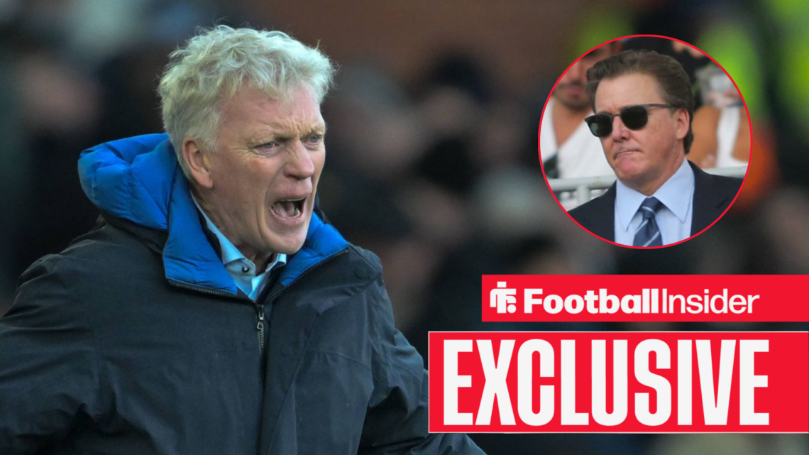 David Moyes shouts in frustration as Dan Friedkin looks on in circular inset