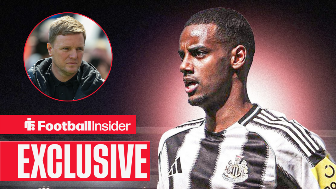 Alexander Isak looks across at Newcastle manager Eddie Howe