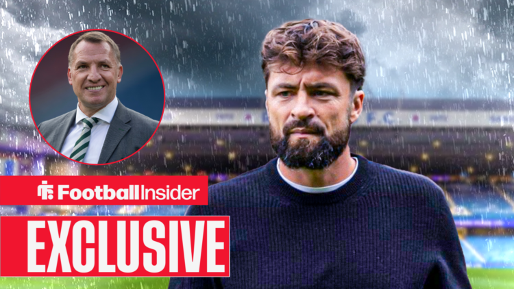 Russell Martin looking sad, Brendan Rodgers in a circular inset