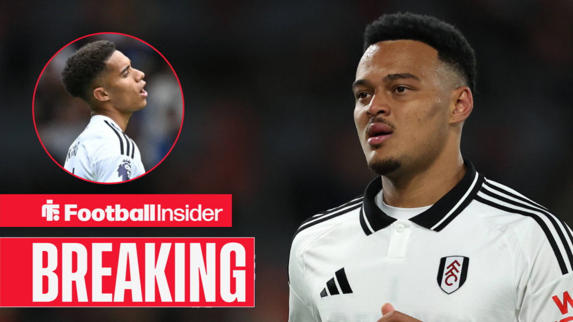 Rodrigo Muniz looks across at Fulham teammate Josh King in a circular inset