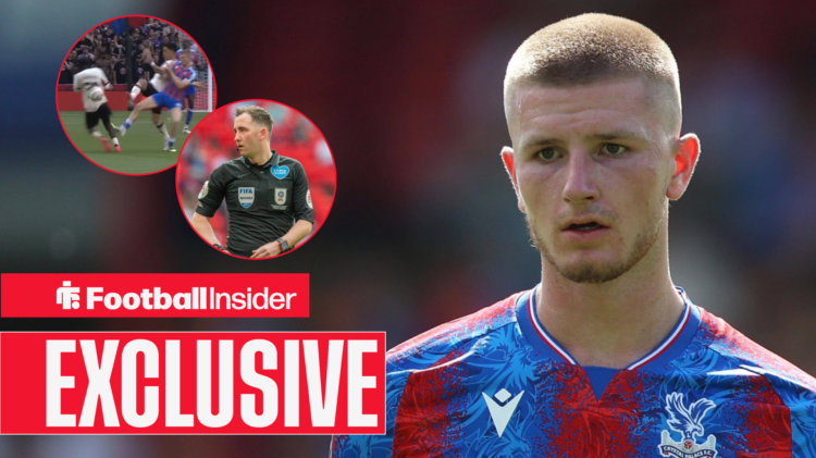 Adam Wharton and Chris Kavanagh in Crystal Palace v Liverpool
