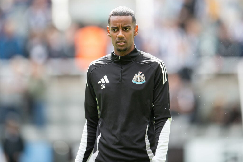 Alexander Isak in Newcastle training jacket at St James' Park