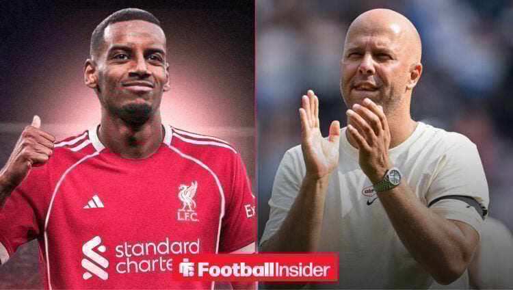 Alexander Isak alongside Liverpool manager Arne Slot
