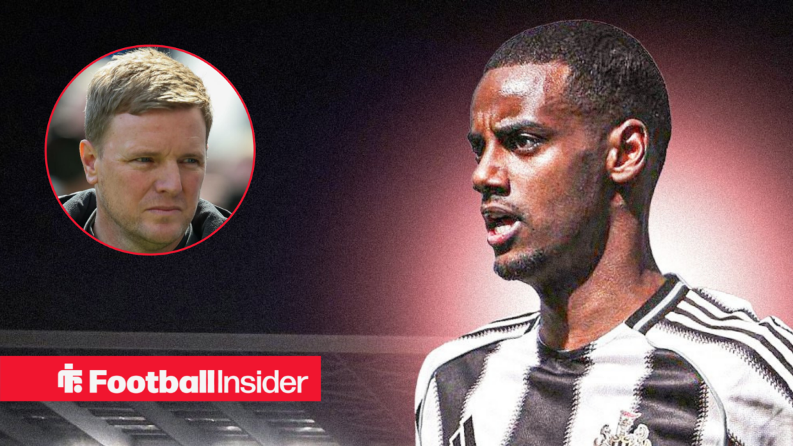 Alexander Isak alongside a circular inset of Newcastle manager Eddie Howe.