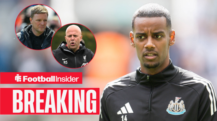 Newcastle United duo Alexander Isak and Eddie Howe, Liverpool boss Arne Slot