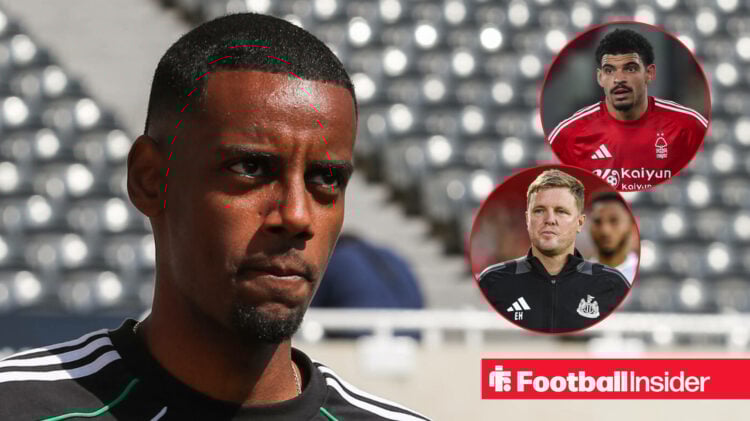 Newcastle United's Alexander Isak and Eddie Howe, Nottingham Forest's Morgan Gibbs-White