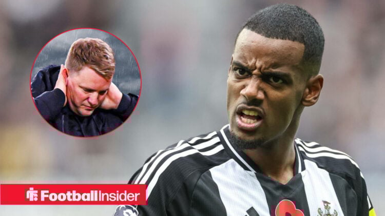 Newcastle's Alexander Isak and manager Eddie Howe annoyed