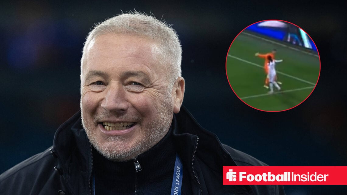 Ally McCoist on the left smiling and Djed Spence and Guglielmo Vicario high-fiving one another