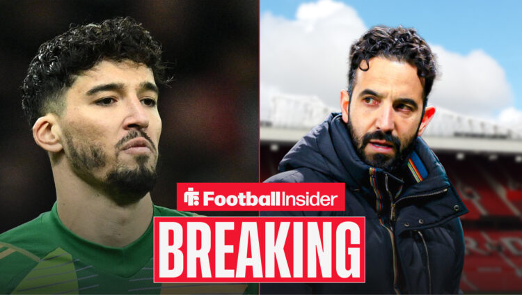 An image of Altay Bayindir alongside Man United boss Ruben Amorim