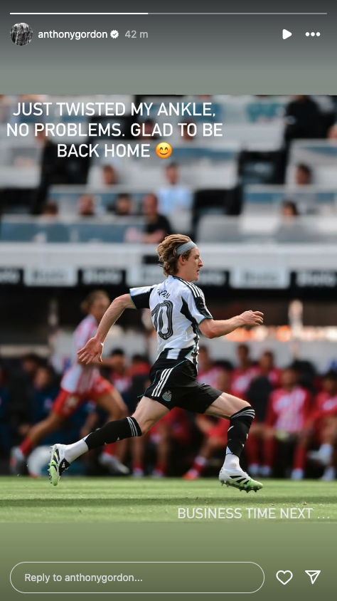 Anthony Gordon Instagram story