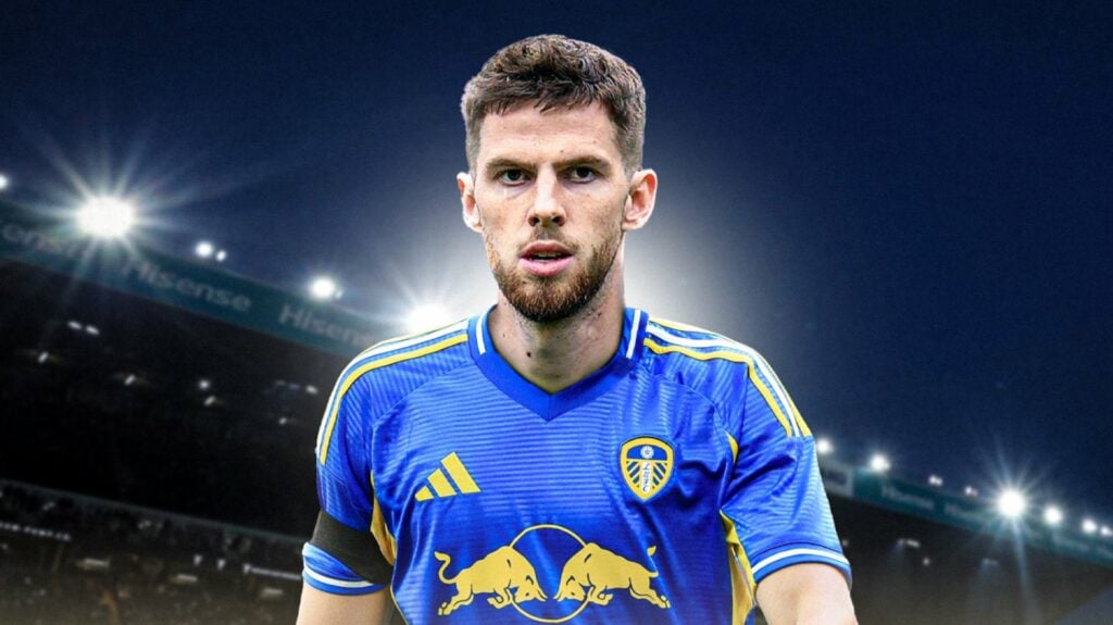 Anton Stach at Elland Road in a Leeds shirt