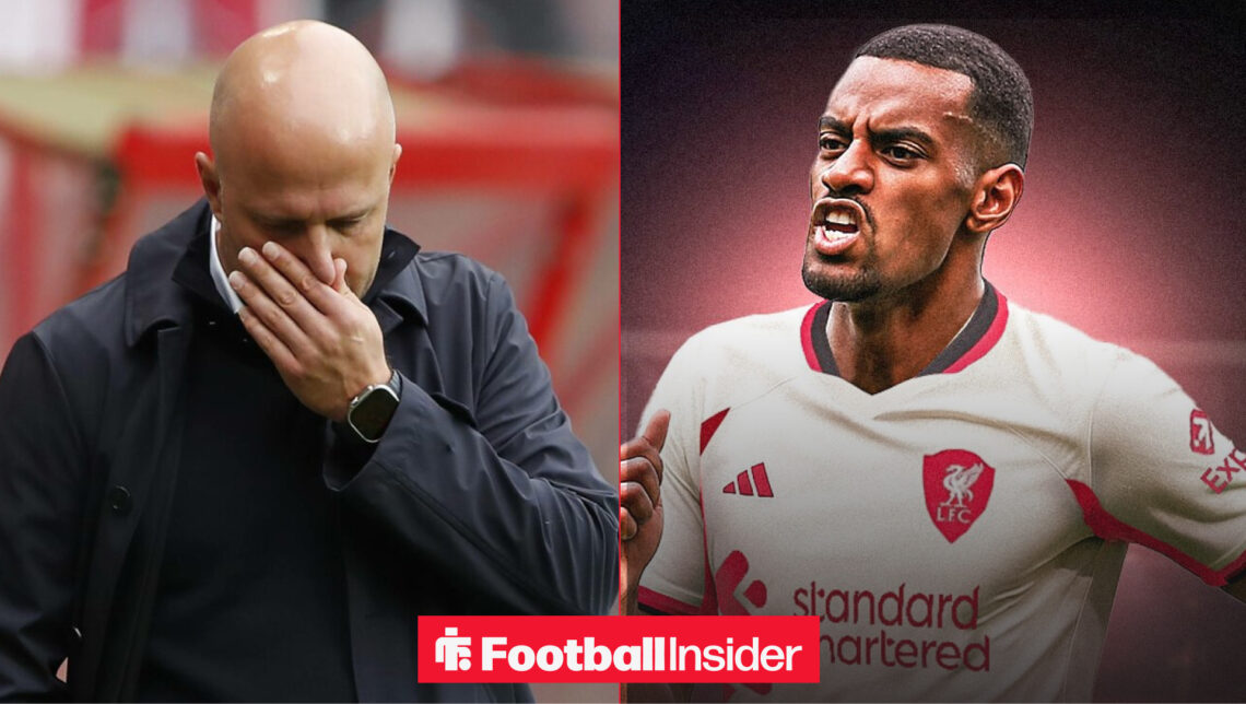 Arne Slot upset alongside Alexander Isak in a Liverpool shirt