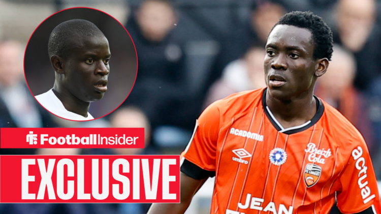 Lorient's Arthur Avom and N'Golo Kante