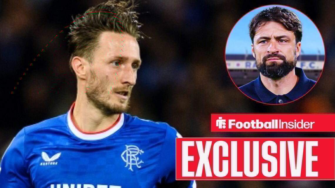 Ben Davies in action for Rangers while Russell Martin is included in a circular inset
