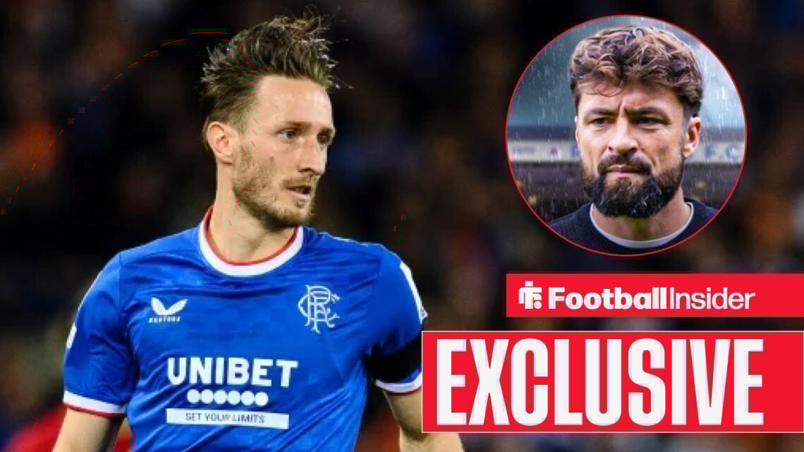 Ben Davies in Rangers shirt with Russell Martin inset