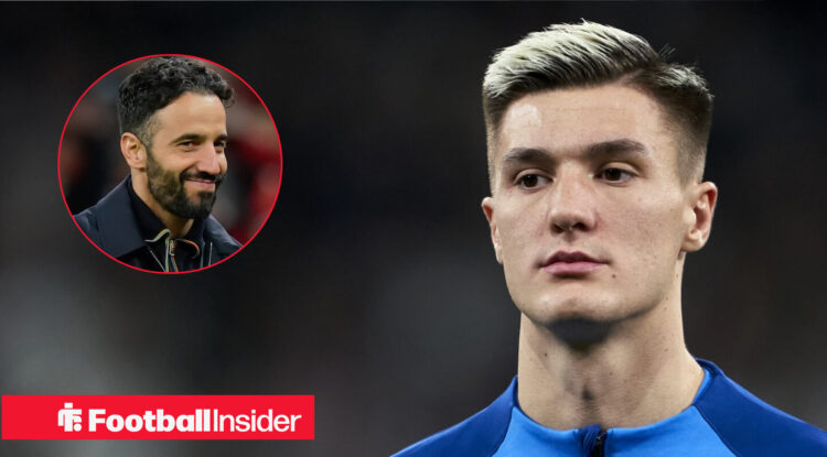 RB Leipzig striker Benjamin Sesko and Man United manager Ruben Amorim
