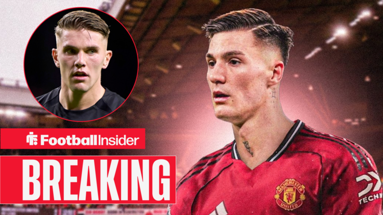 Benjamin Sesko in a Man United shirt and Viktor Gyokeres playing for Sporting
