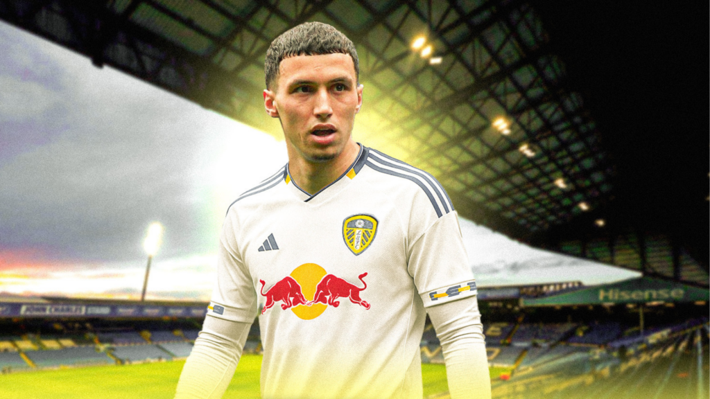 Bilal El Khannouss in Leeds United's home kit