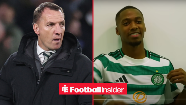 Celtic boss Brendan Rodgers alongside new signing Michel-Ange Balikwisha