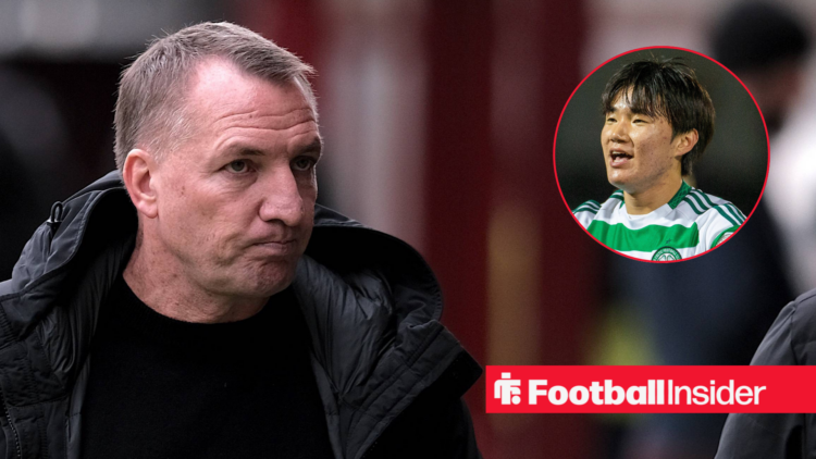 Celtic manager Brendan Rodgers, alongside a circular inset of winger Yang.