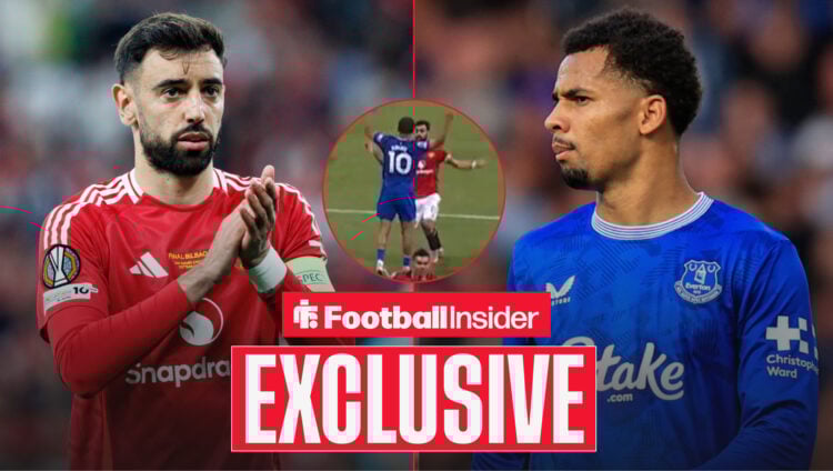 Bruno Fernandes and Iliman Ndiaye clash in Man United v Everton