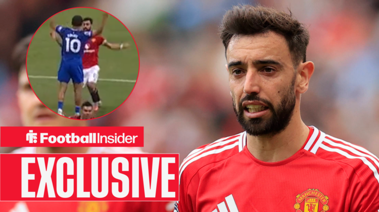 Bruno Fernandes and Iliman Ndiaye clash in Man United v Everton