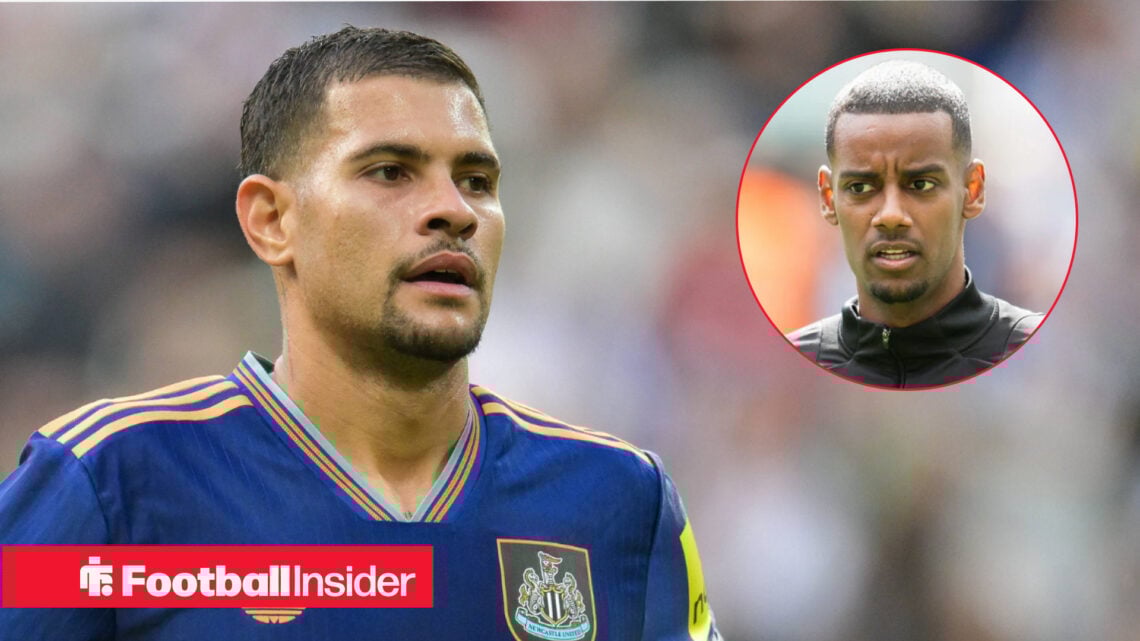 Bruno Guimaraes in Newcastle's third kit with Isak inset