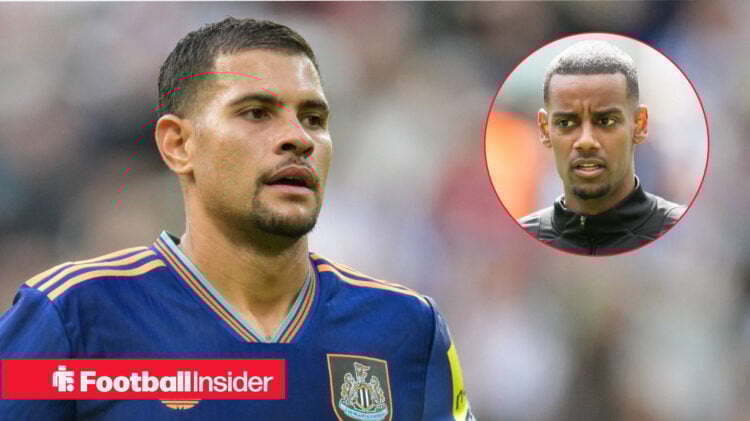 Bruno Guimaraes in Newcastle's third kit with Isak inset