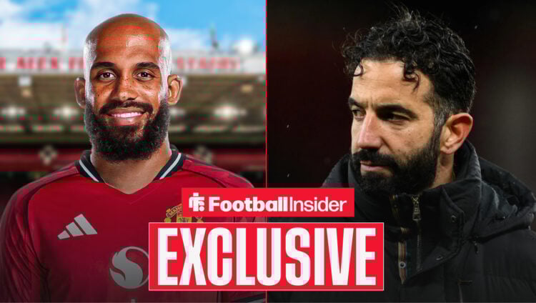 An image of Man United star Bryan Mbeumo alongside boss Ruben Amorim