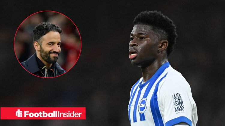 Carlos Baleba Brighton looking at Ruben Amorim Man United