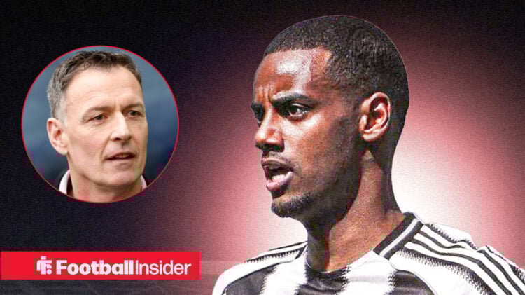 Chris Sutton in a circle frame next to Alexander Isak