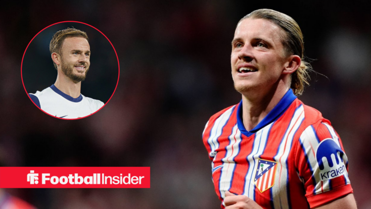 Conor Gallagher in Atletico home shirt and James Maddison inset