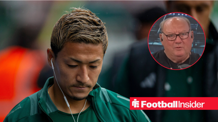 Daizen Maeda looking sad with his head looking down with Alan Brazil on the right talking intently