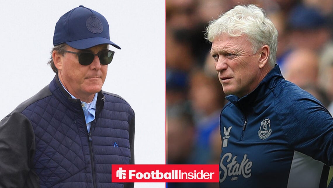Dan Friedkin in a baseball cap alongside David Moyes in an Everton training jacket at the Hill Dickinson Stadium