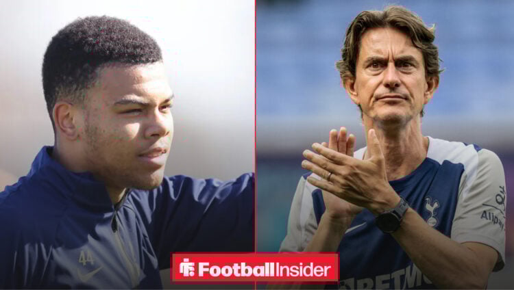 Tottenham striker Dane Scarlett alongside boss Thomas Frank