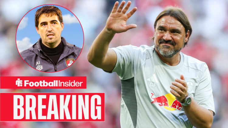 Daniel Farke waving, Andoni Iraola in a circling inset