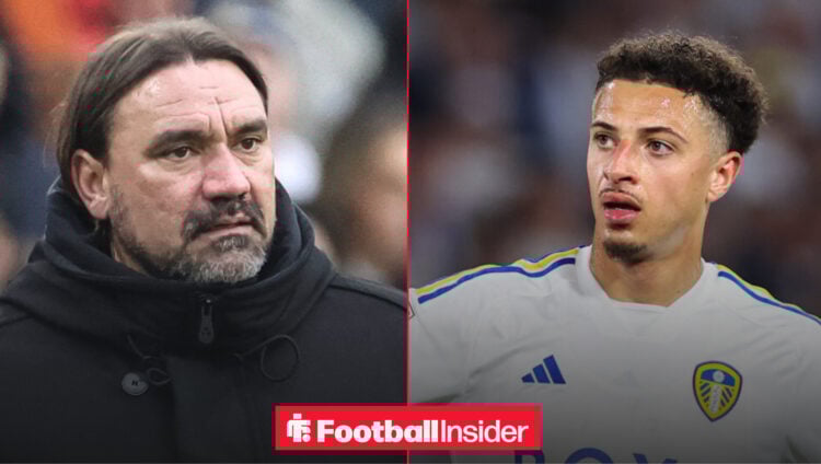 Leeds United boss Daniel Farke alongside Ethan Ampadu