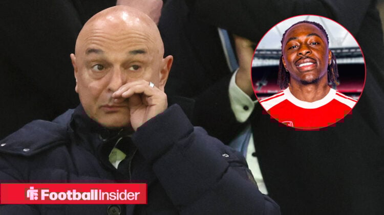 Tottenham chairman Daniel Levy with Eberechi Eze in Arsenal shirt inset