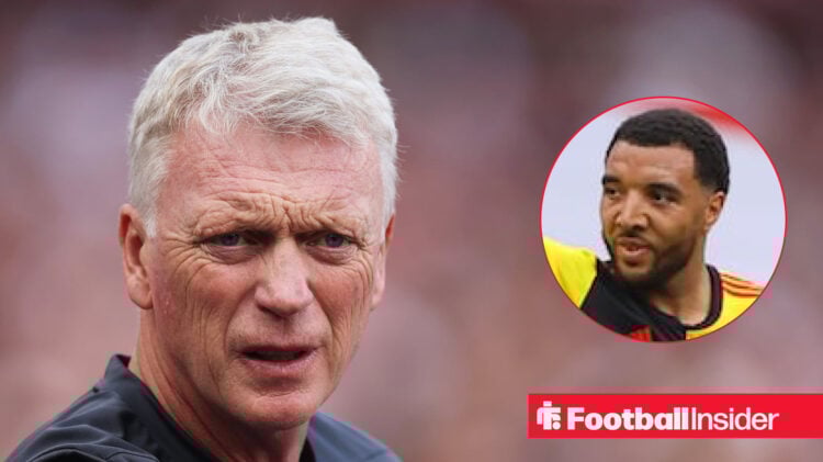 Troy Deeney in a circular frame next to an image of Everton boss David Moyes