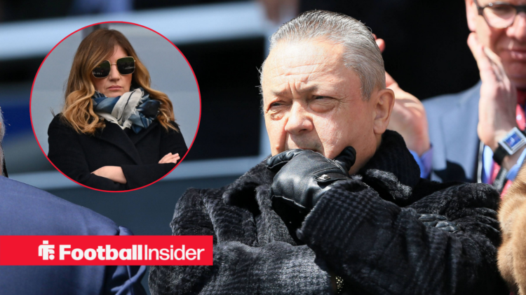 David Sullivan with his hand on his chin and Karren Brady included in a circular inset
