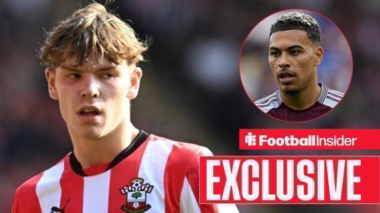 Exclusive news Southampton winger Tyler Dibling in action as Morgan Rogers looks on
